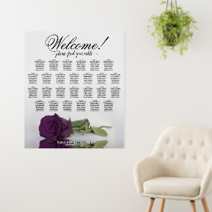 Welcome! Plum Purple Rose 26 Table Seating Chart Foam Board