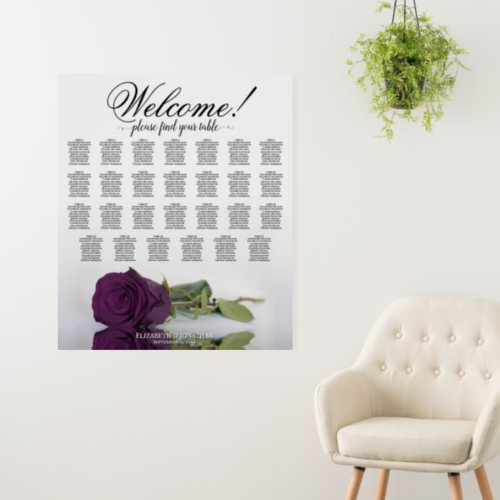 Welcome Plum Purple Rose 27 Table Seating Chart Foam Board