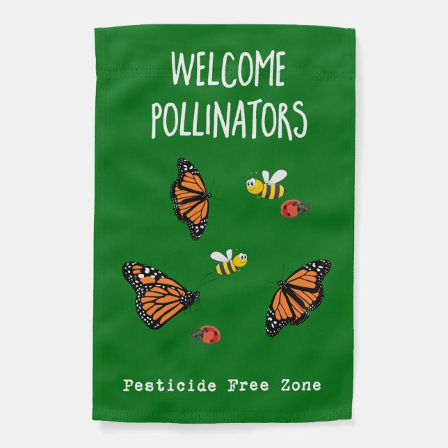 Welcome Pollinators Garden Flag (Front)