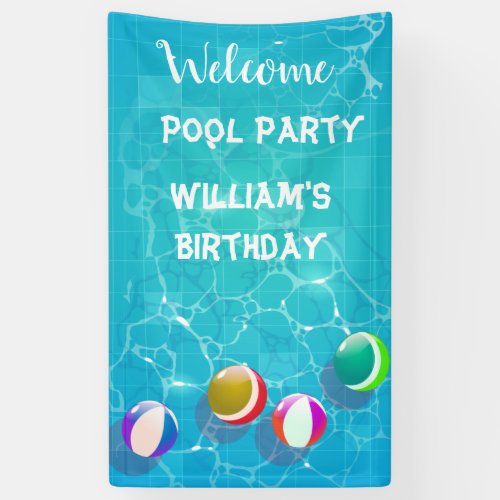 Welcome Pool Party Birthday Banner