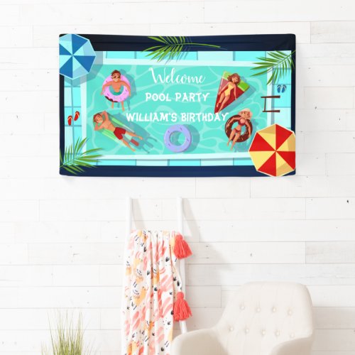 Welcome Pool Party Birthday Banner