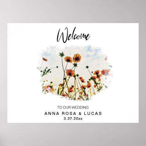  WELCOME Poppy Floral AR9 Wedding Sign