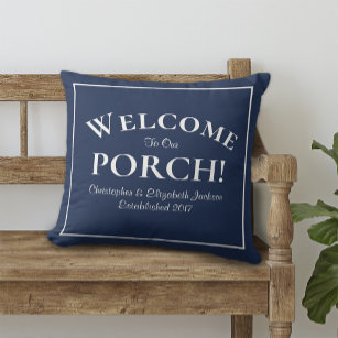 Welcome To Our Porch Personalized Lumbar Throw Pillow - 20877941