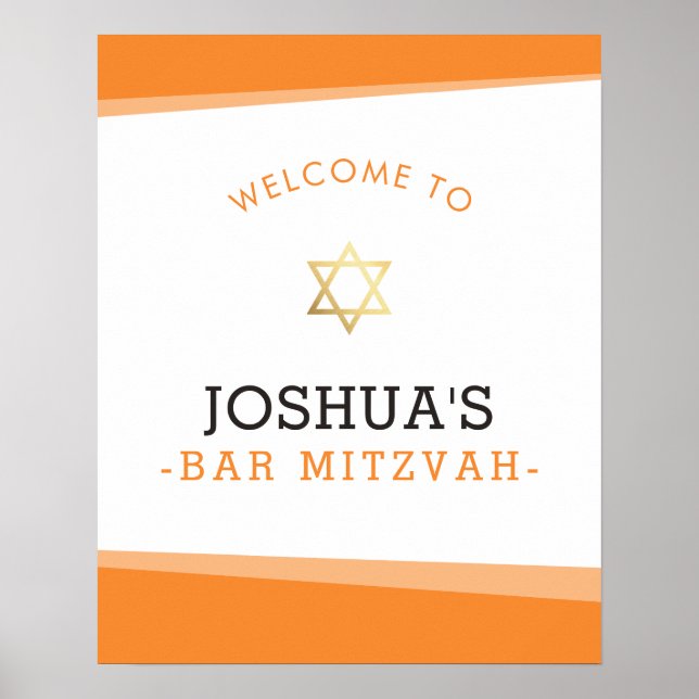 WELCOME POSTER bar mitzvah simple bold orange (Front)