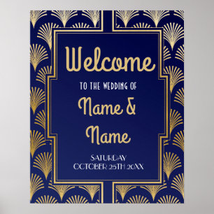 Welcome Poster Gatsby Art Deco Gold Wedding Poster
