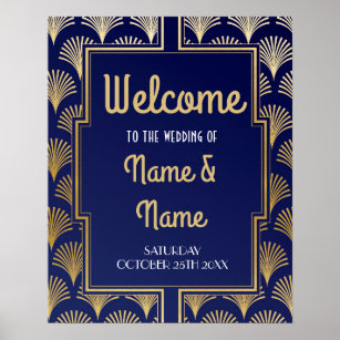 Welcome Poster Gatsby Art Deco Gold Wedding Poster