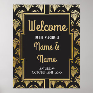 Welcome Poster Gatsby Art Deco Gold Wedding Poster