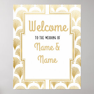 Welcome Poster Gatsby Art Deco Gold Wedding Poster