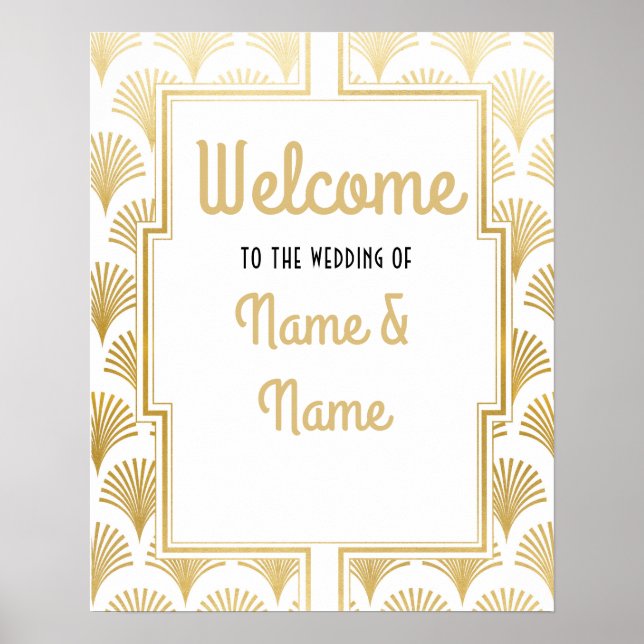 Welcome Poster Gatsby Art Deco Gold Wedding Poster (Front)