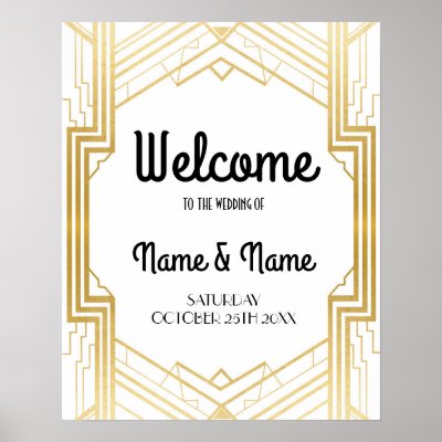 Welcome Poster Gatsby Art Deco Gold Wedding Poster