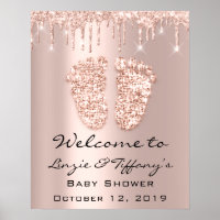 Welcome Poster Rose Drips Baby Shower Girl Boy