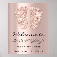 Welcome Poster Rose Feet Baby Shower Girl Boy