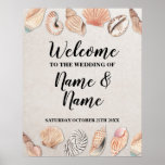 Welcome Poster Shells Ocean Beach Wedding at Zazzle