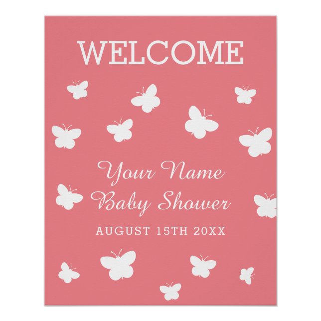 Welcome poster sign for spring baby shower party (Front)