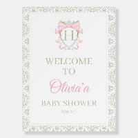 Welcome Poster Watercolor Crest Baby Shower
