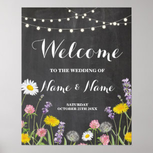 Welcome Poster Wild Flowers Wedding Floral Poster