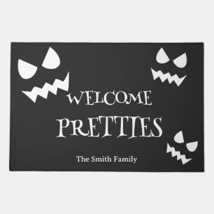 Welcome Pretties Scary Halloween Pumpkin Face Doormat