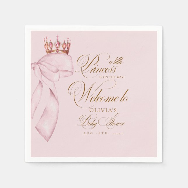 Welcome Princess  Baby Shower Gold Pink Girl  Napkins (Front)