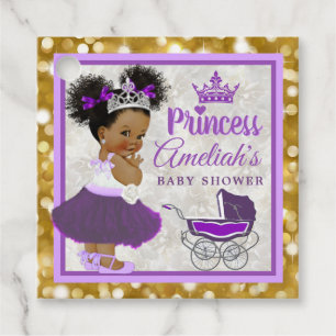 Welcome Princess Purple & Gold Glitter Elegant  Favor Tags