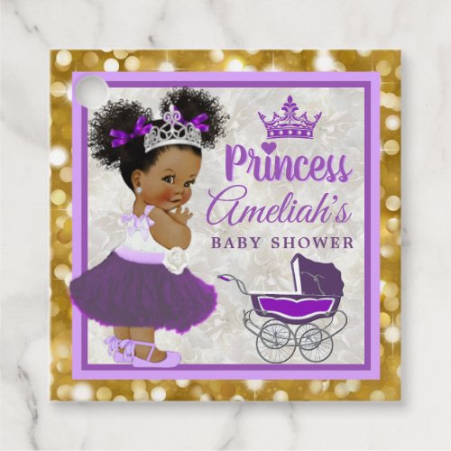 Welcome Princess Purple  Gold Glitter Elegant  Favor Tags