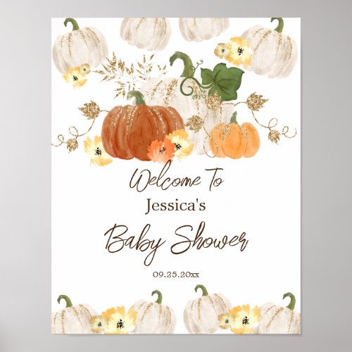 Welcome Pumpkin Baby Shower  Poster