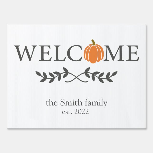 Welcome Pumpkin Personalized Sign (Front)