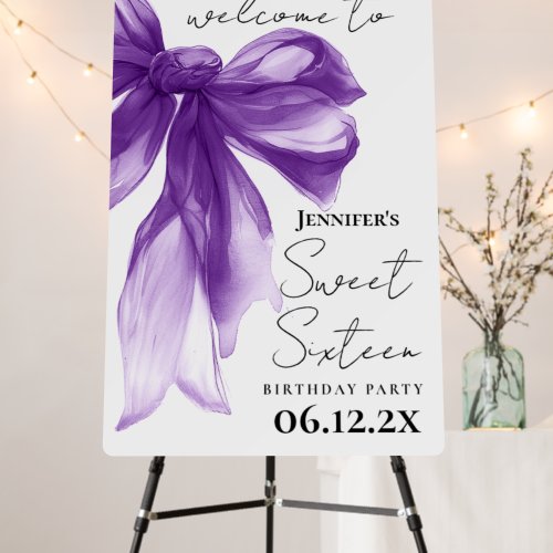 Welcome Purple Bow Coquette Script Sweet 16 