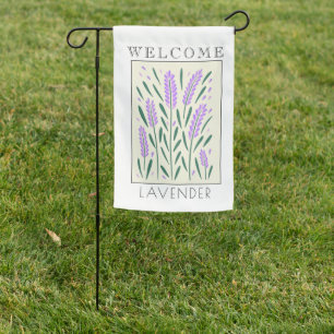 WELCOME, Purple Lavender Flowers Garden Flag
