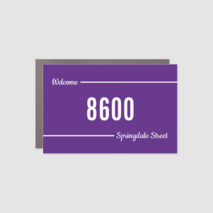 Welcome Purple Street Address Mailbox Decal Magnet