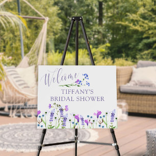 Welcome Purple Wildflower Editable Easel Sign