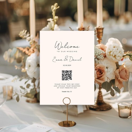 Welcome QR Code Beige Wedding Galery