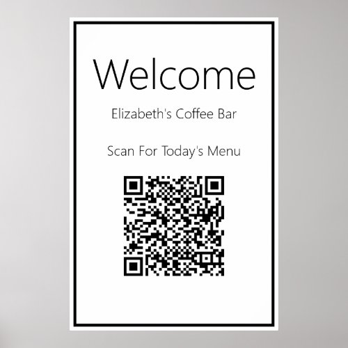 Welcome QR Code For Todays Menu Template Poster