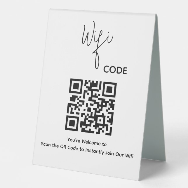 Welcome QR Code Scan to Connect Wifi Table Tent (Front)