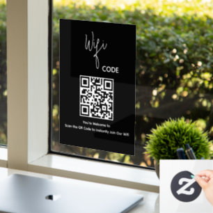 Welcome QR Code Scan to Connect Wifi Window Cling