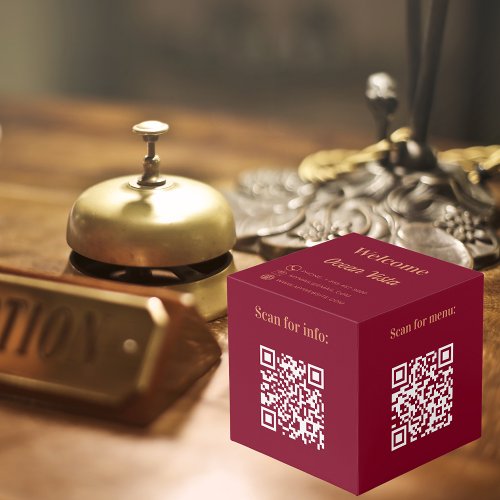 Welcome QR codes hotel restaurant table burgundy Cube