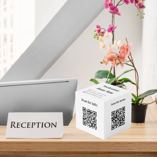 Welcome QR codes info hotel restaurant table brand Cube
