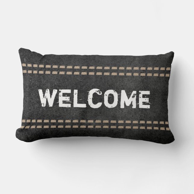 welcome quote pillow rustic chic typography (Front)