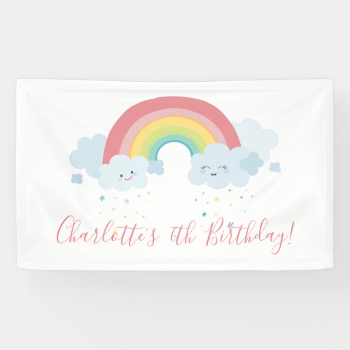 WELCOME RAINBOW CLOUDS kawaii party pastel colors Banner