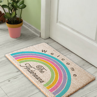 Welcome Rainbow Fiber Doormat