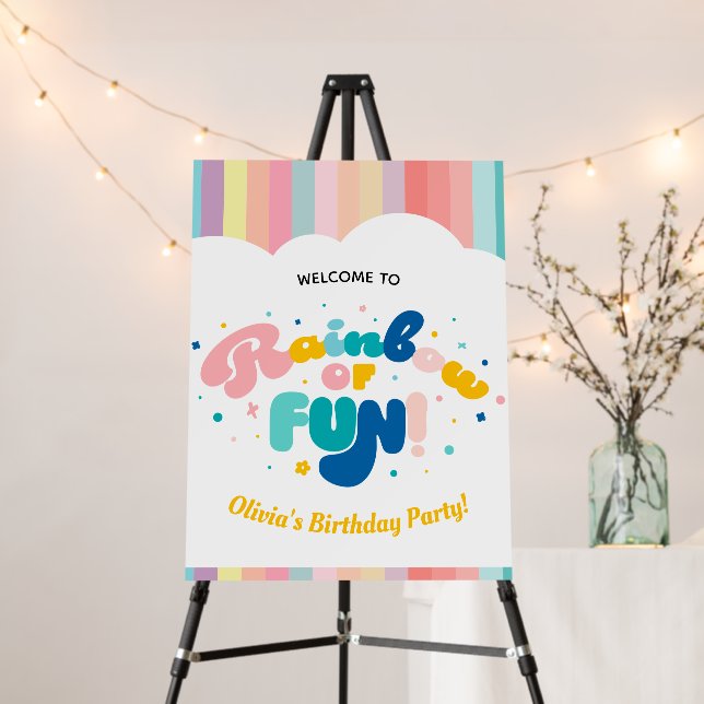 Welcome Rainbow of Fun Birthday Party Theme Foam Board (In Situ (Stand))