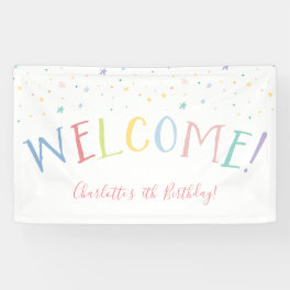 WELCOME RAINBOW TYPE pretty party pastel colors Banner