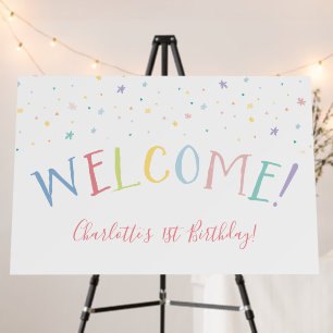 WELCOME RAINBOW TYPE pretty party pastel colors Foam Board