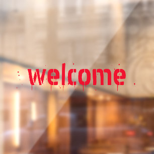 Welcome red blood typography custom text Halloween Window Cling