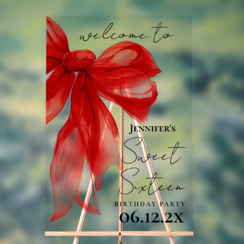 Welcome Red Bow Coquette Script Sweet 16 