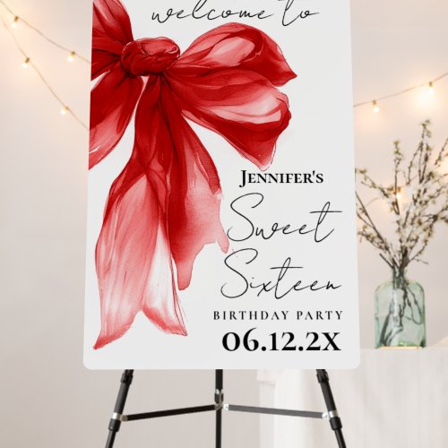 Welcome Red Bow Coquette Script Sweet 16 