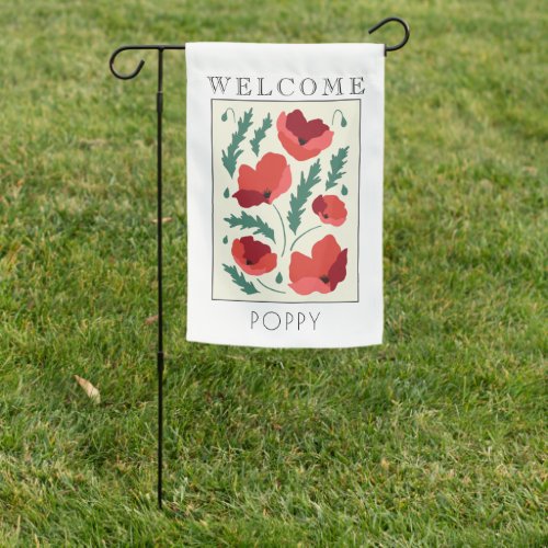 WELCOME  Red Poppy Garden Flag