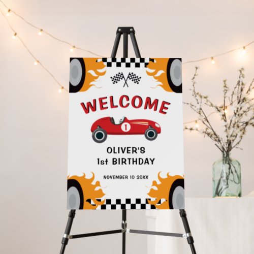 Welcome Red Racing Car Birthday Party Foam Board