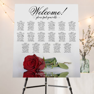 Welcome! Red Rose 17 Table Wedding Seating Chart Foam Board