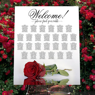 Welcome! Red Rose 26 Table Wedding Seating Chart Foam Board