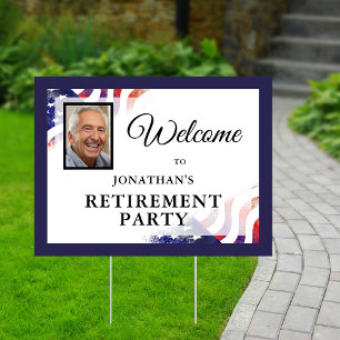 Welcome Retirement Party Photo American Flag Yard Sign